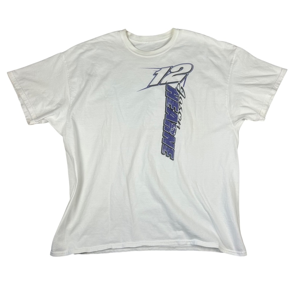 Jason Hearne Wolf Motorsports 12 Racing T-Shirt Mens White Graphic Tee XL